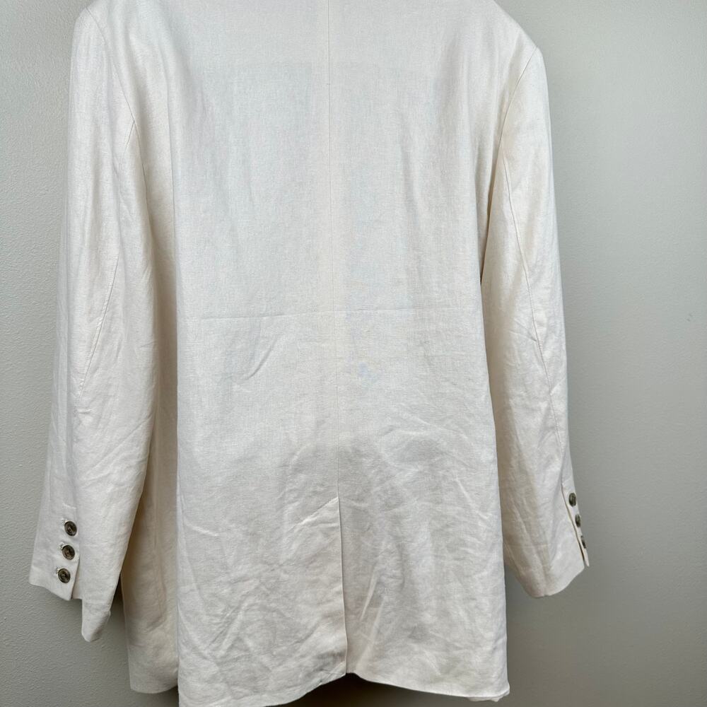 NEW Old Navy Double Breasted Linen Blend Blazer Cream XL Coastal Office Classic - Picture 8 of 13